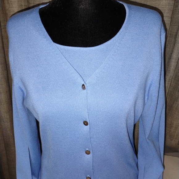 Charter Club Silk Blend Cardigan Sweater 2 Piece Set Petite Medium - Picture 2 of 14